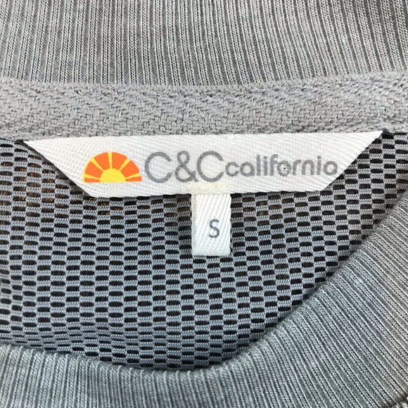 C&C California Women’s Retro Style Sheer Mesh Back Grey Sweatshirt Sz S UM4099C - Picture 8 of 13